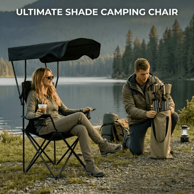 Outdoor Camping Chair With Awn - Fishing Equipment In review and price